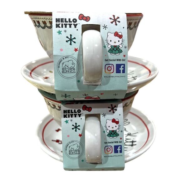 Hello Kitty Christmas Peppermint Tea and Saucer Set 12oz - Picture 5 of 5